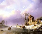 Winter landscape With Figures On A Frozen River - 扬·雅各布·柯恩拉德·施普勒